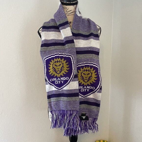 Adidas MLS Orlando City Soccer Club Futbol Purple Knit Scarf - 60” Long (HT3) - Picture 1 of 5